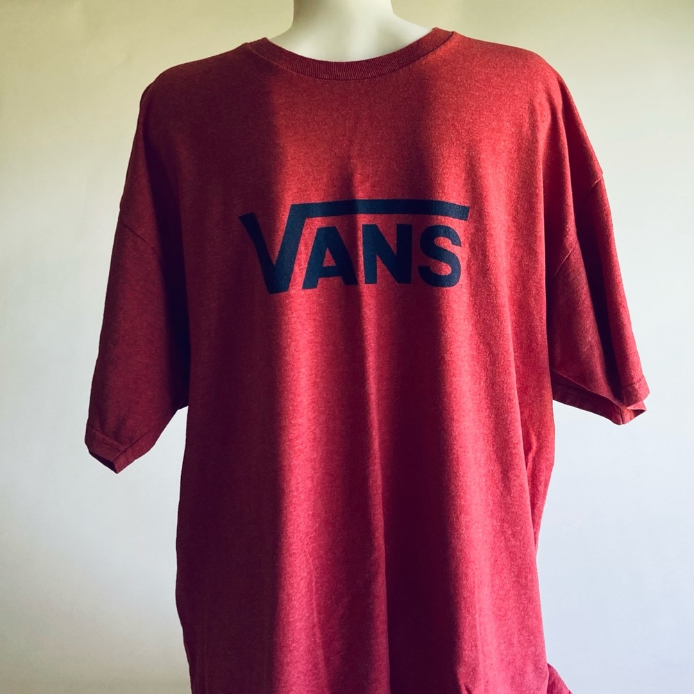 New Men’s Vans Red Pink Cotton Polyester Short Sleeve Shirt size XL